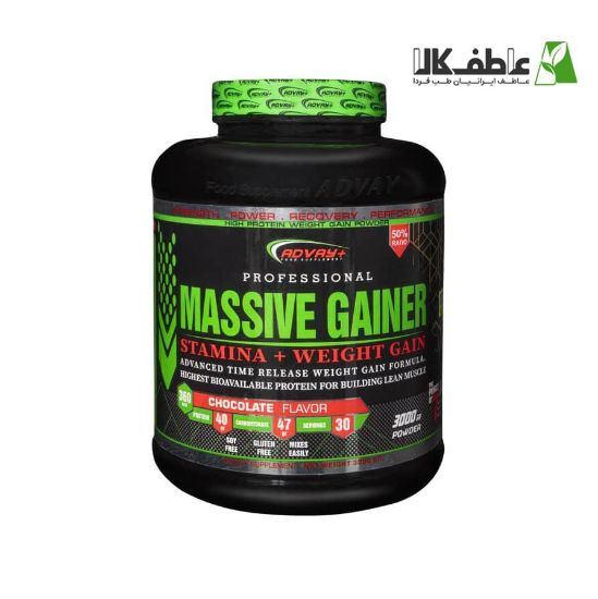 تصویر  پودر افزایش وزن 3000 Professional MASSIVE GAINER – Stamina + Weight Gain – Chocolate Flavor برند ADVAY+